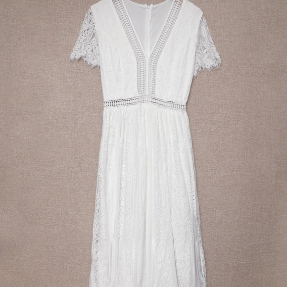 White Lace Maxi Dress with Crochet Trim - Brand - Picture 3 of 4